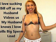 Asian Mrs. Gina Sucks cock and eats load 