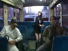 Japanese girl gangbang In the inside of a bus 
