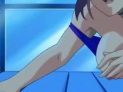 Animated chap owns playgirl in swimMing pool