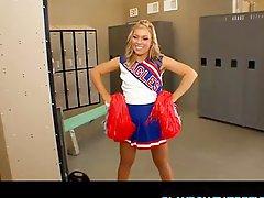 Fit and flexible cheerleader seduces coach 