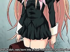 Anime schoolgirl with a dick jerking off outdoor