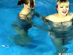 Lesbian teens in the pool
