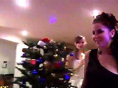 Drunk european women dancing on New years