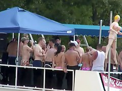 Reality clip with nasty chicks flashing their tits at a party