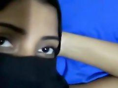 Indian chick hides her face when that babe is being drilled