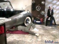 Jill Kelly is getting fucked in a garage