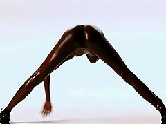Sexy skinny black girl fitness workout fun