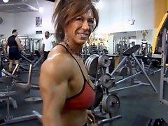 Ripped FBB Posing and Lifting in Gym