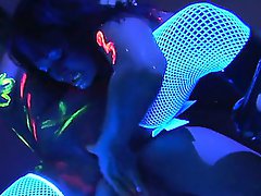 Blacklight lesbo threesome with Alexis Love,  Michelle