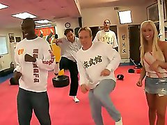 Crazy and hardcore kung fu..ck team with Gianna Michaels,Jessica Lynn and Nikki Rhodes