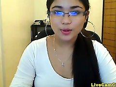 Beautiful Asian webcam dildo tease