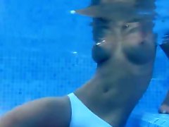 Underwater strip of adorable boobs