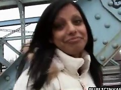 Kinky Latina Slut Flashes her Juicy Boobs and her Spicy Booty Outdoors