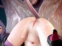 3D animated space girl fucked by tentacles