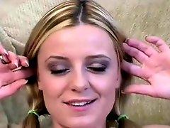 Blonde cutie Chelsea in pigtails flirts and talks dirty to the cam