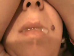 Cum in my horny wifes mouth at night